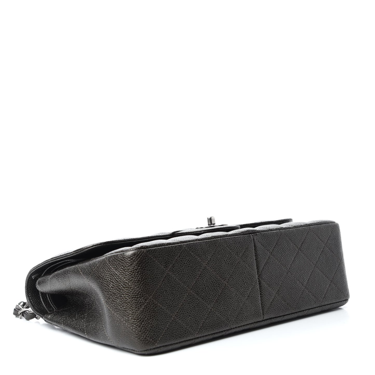 Caviar Quilted Jumbo Double Flap Dark Charcoal