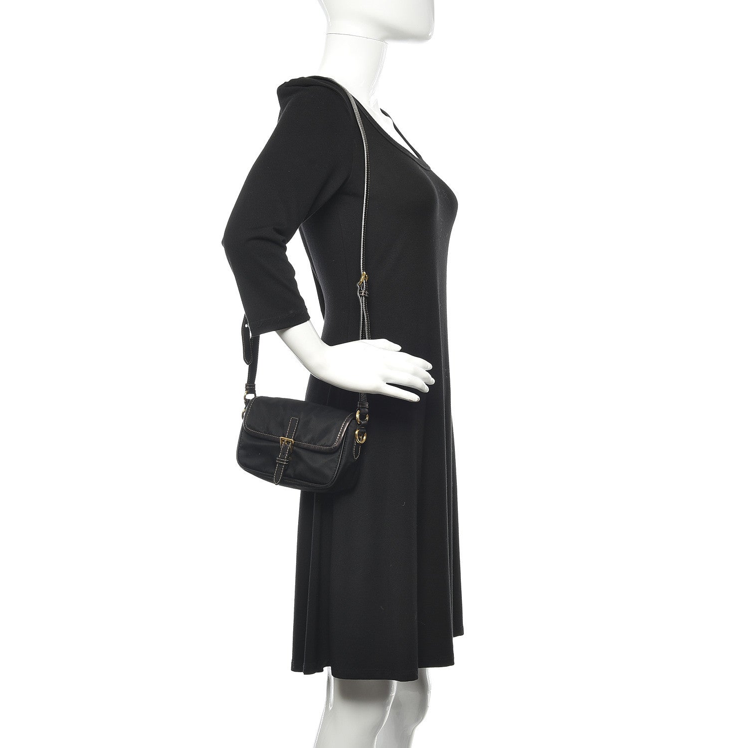 Prada Tessuto Nylon Saffiano Small Crossbody Bag Black 2 of 10