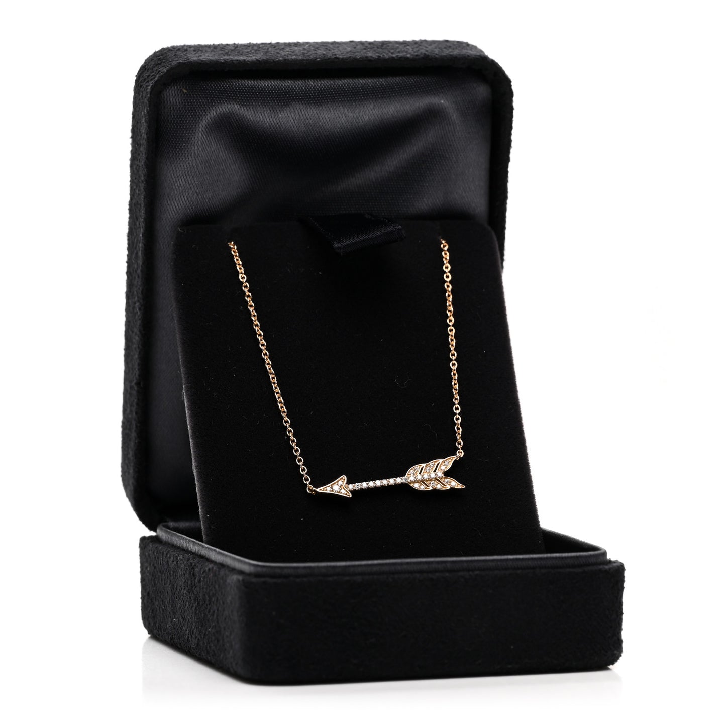 18K Rose Gold Diamond Arrow Pendant Necklace