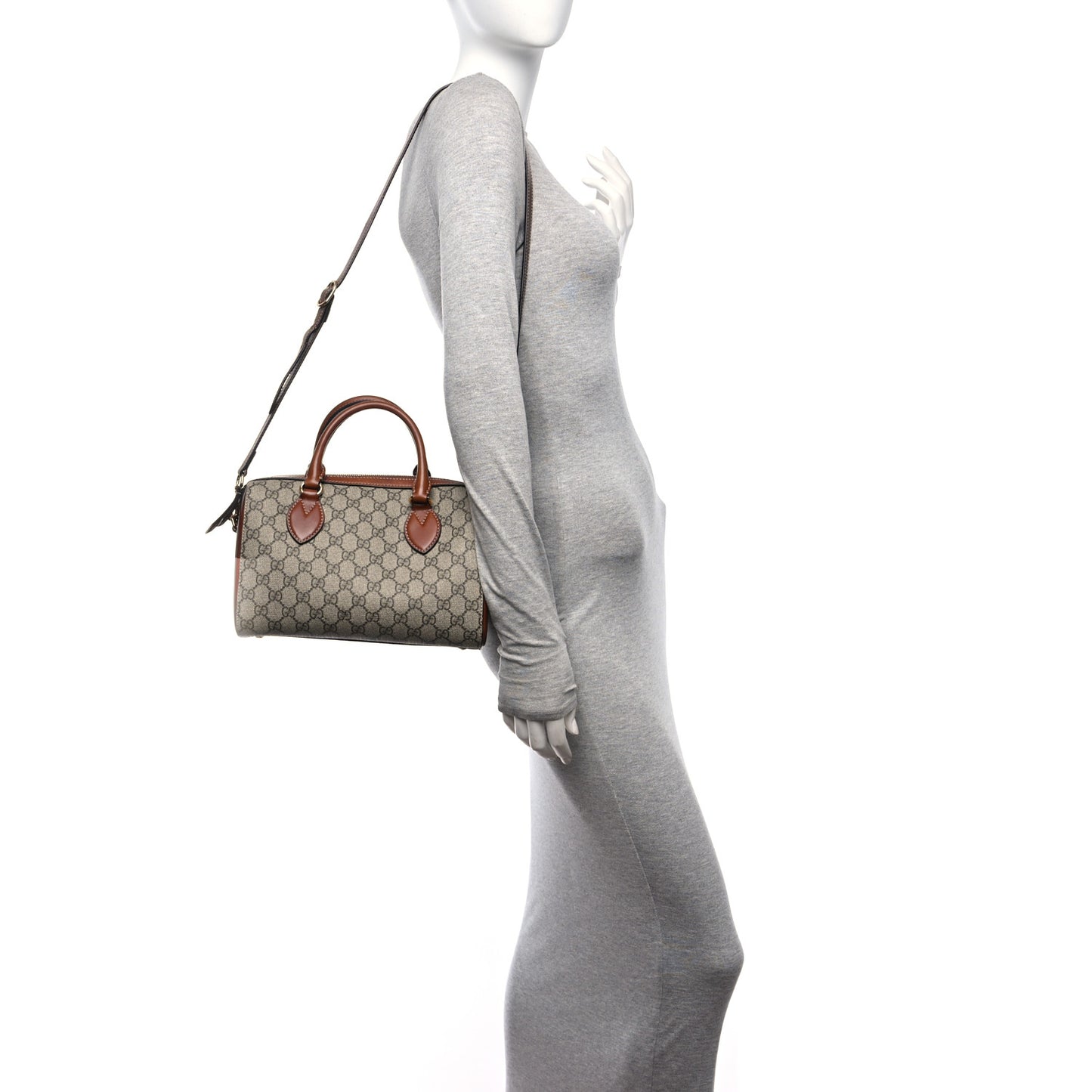 GG Supreme Monogram Cuoio Toscano Small Boston Beige Ebony Cuir