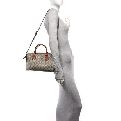 Gucci GG Supreme Monogram Cuoio Toscano Small Boston Beige Ebony Cuir 2 of 17