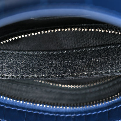 Balenciaga Shiny Supple Calfskin Crocodile Embossed Silver Metallic Edge Hardware Mini City Navy 8 of 11