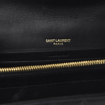 Saint Laurent Lambskin Matelasse Monogram Vicky Chain Wallet Black 6 of 11