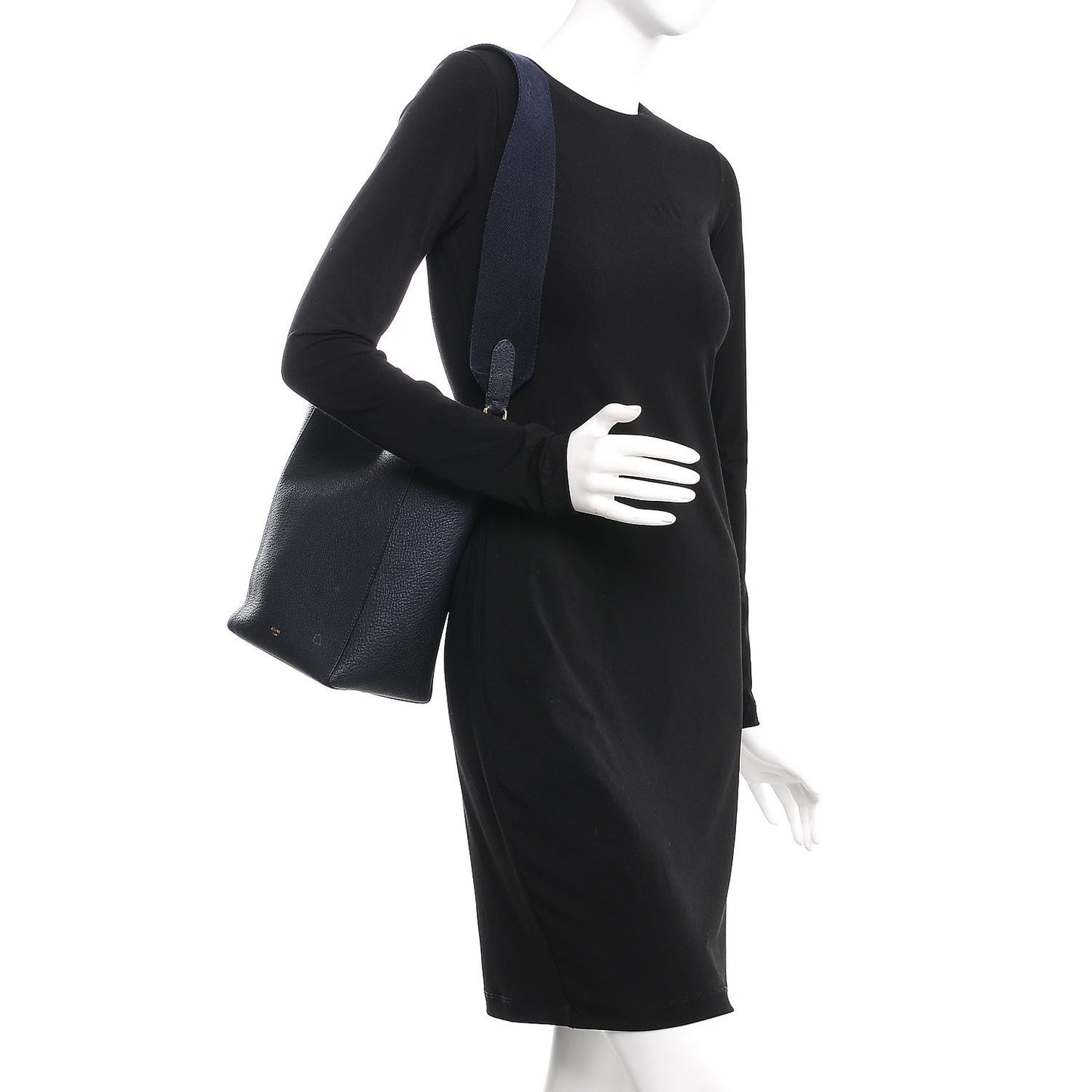 Goatskin Small Sangle Bucket Bag Navy Blue
