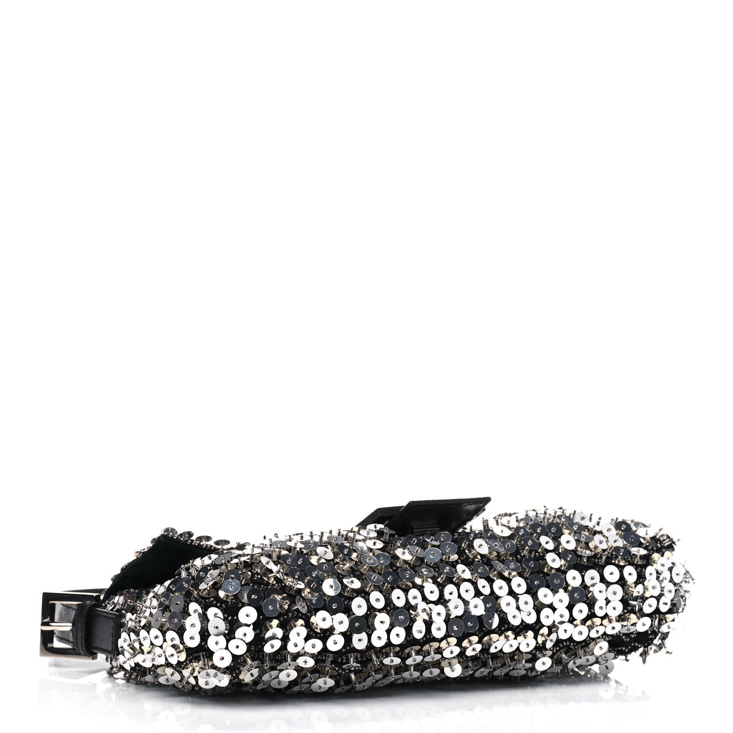 Fendi Sequin Beaded Baguette Silver Dark Brown 3 of 9