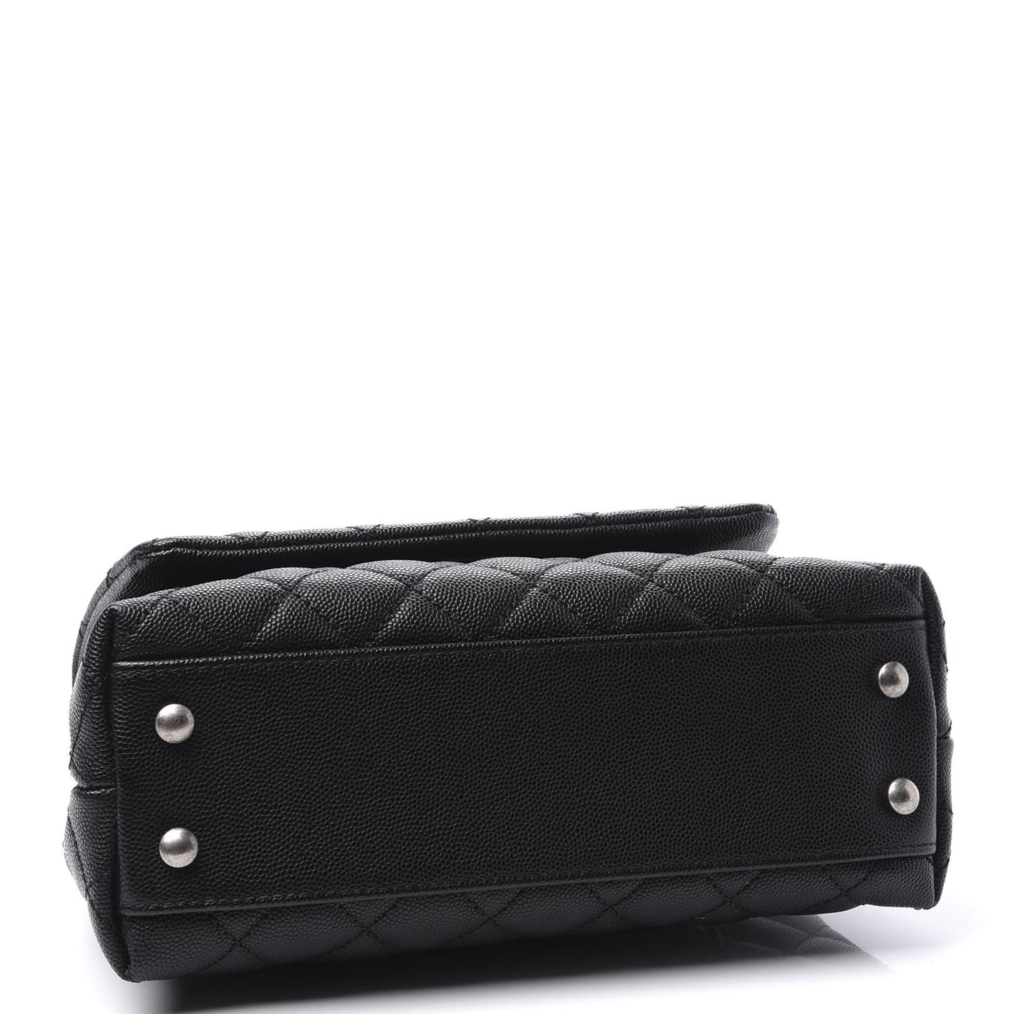 Caviar Lizard Quilted Mini Coco Handle Flap Black