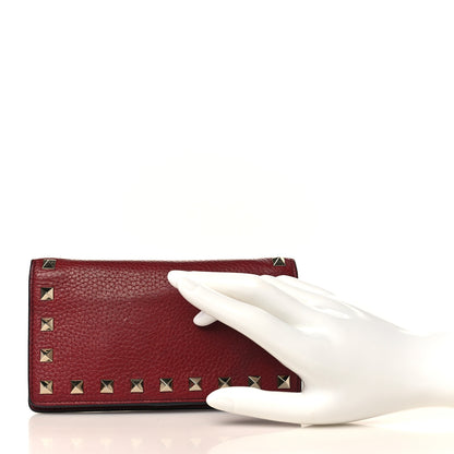 Valentino Garavani Grained Calfskin Rockstud Wallet Red 3 of 7