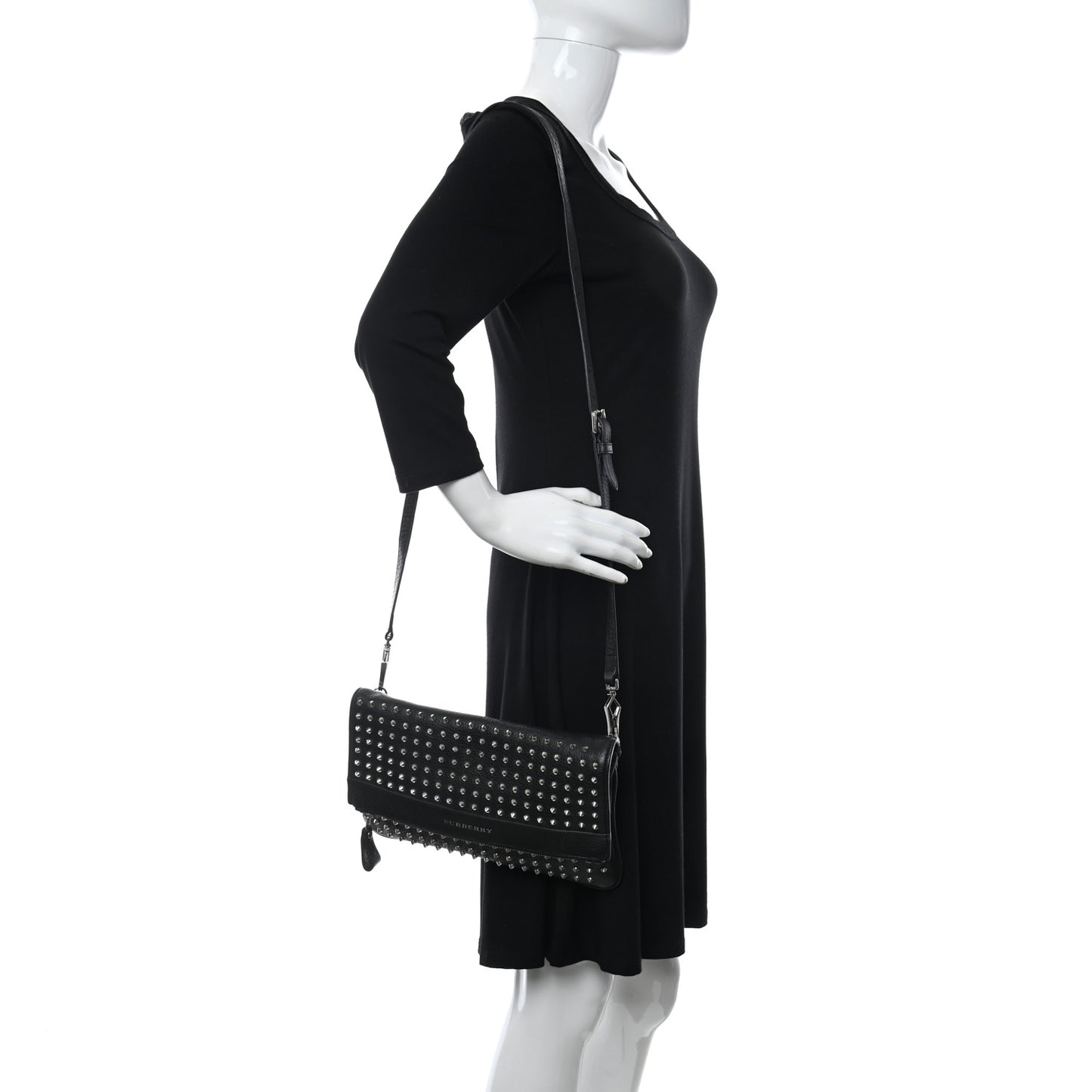 Calfskin Studded Shoulder Bag Black