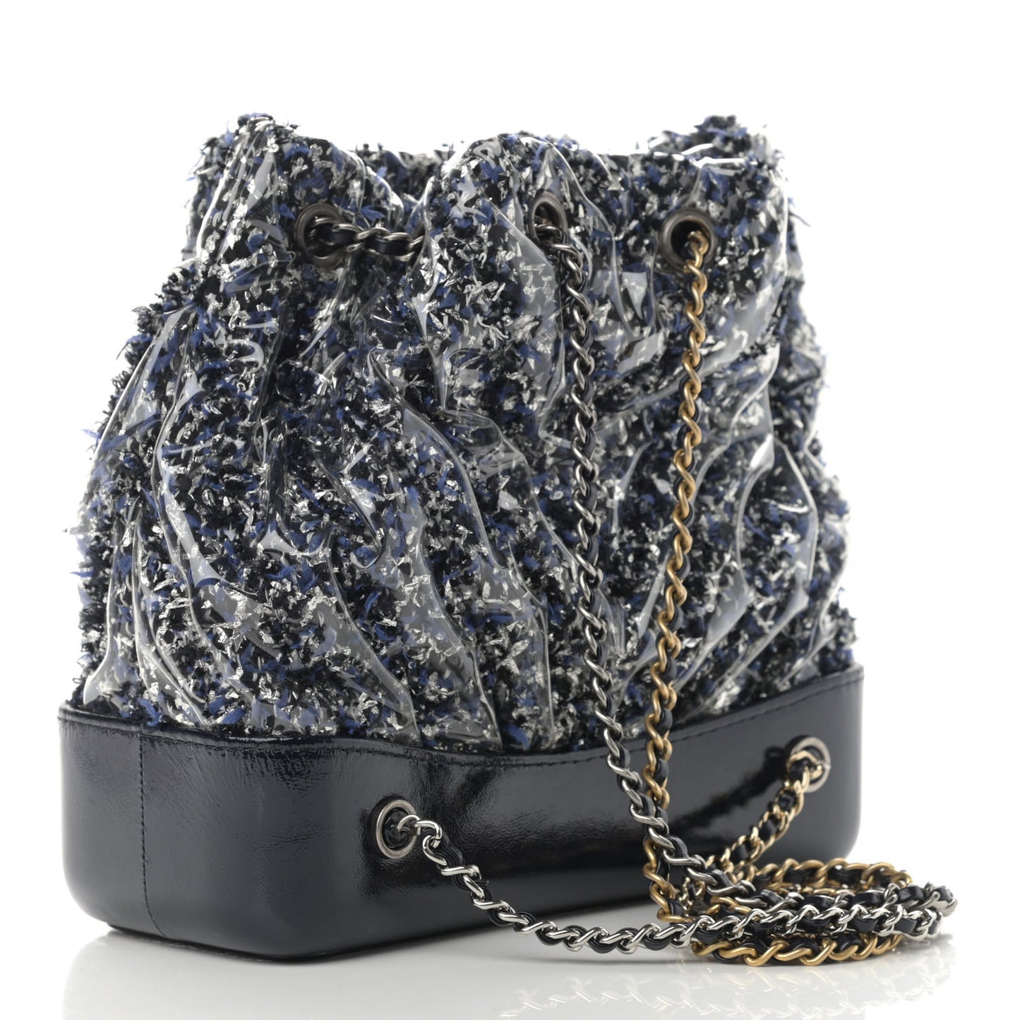 Tweed PVC Quilted Gabrielle Backpack Navy Black