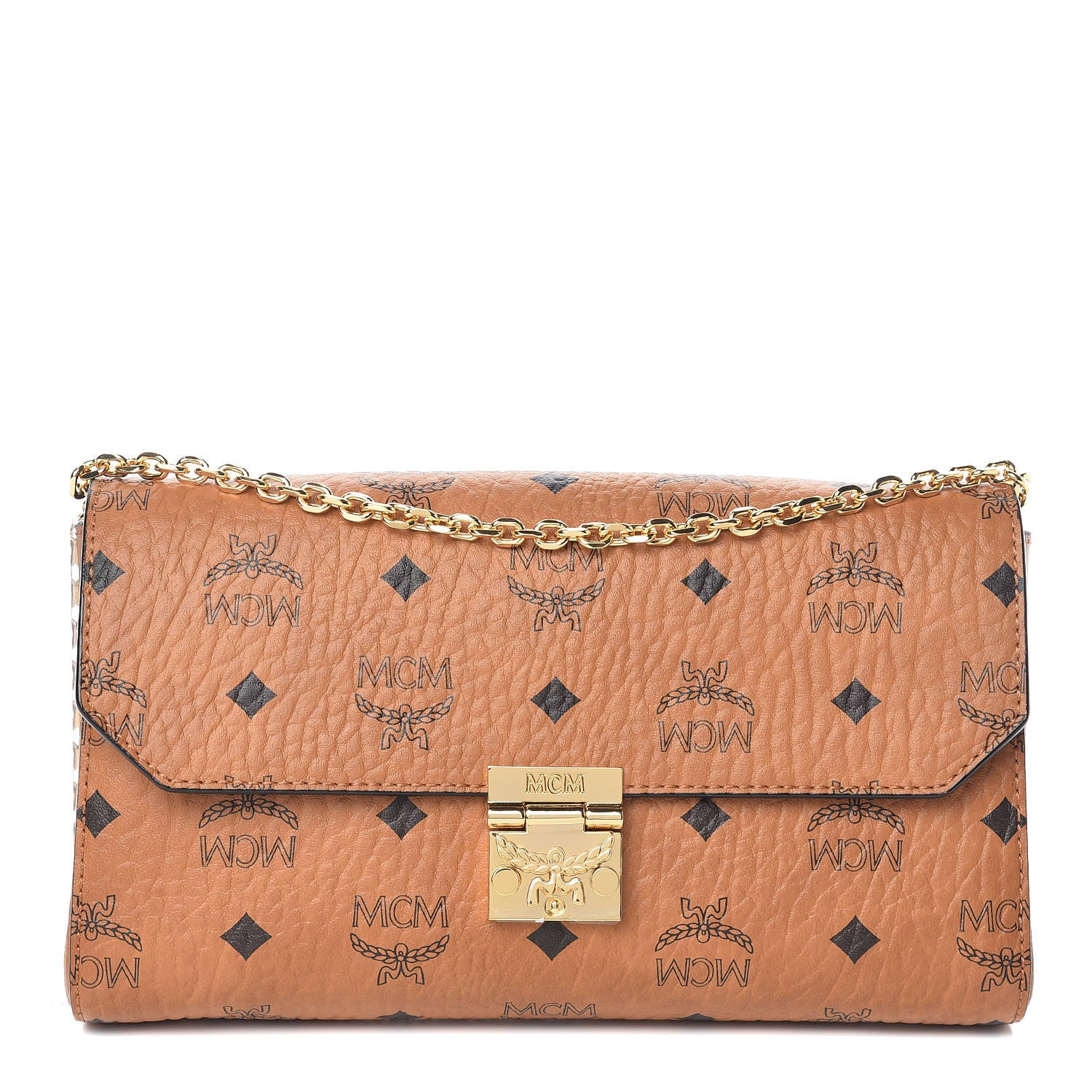 MCM Visetos Small Millie Crossbody Bag Cognac 438867 – FASHIONPHILE