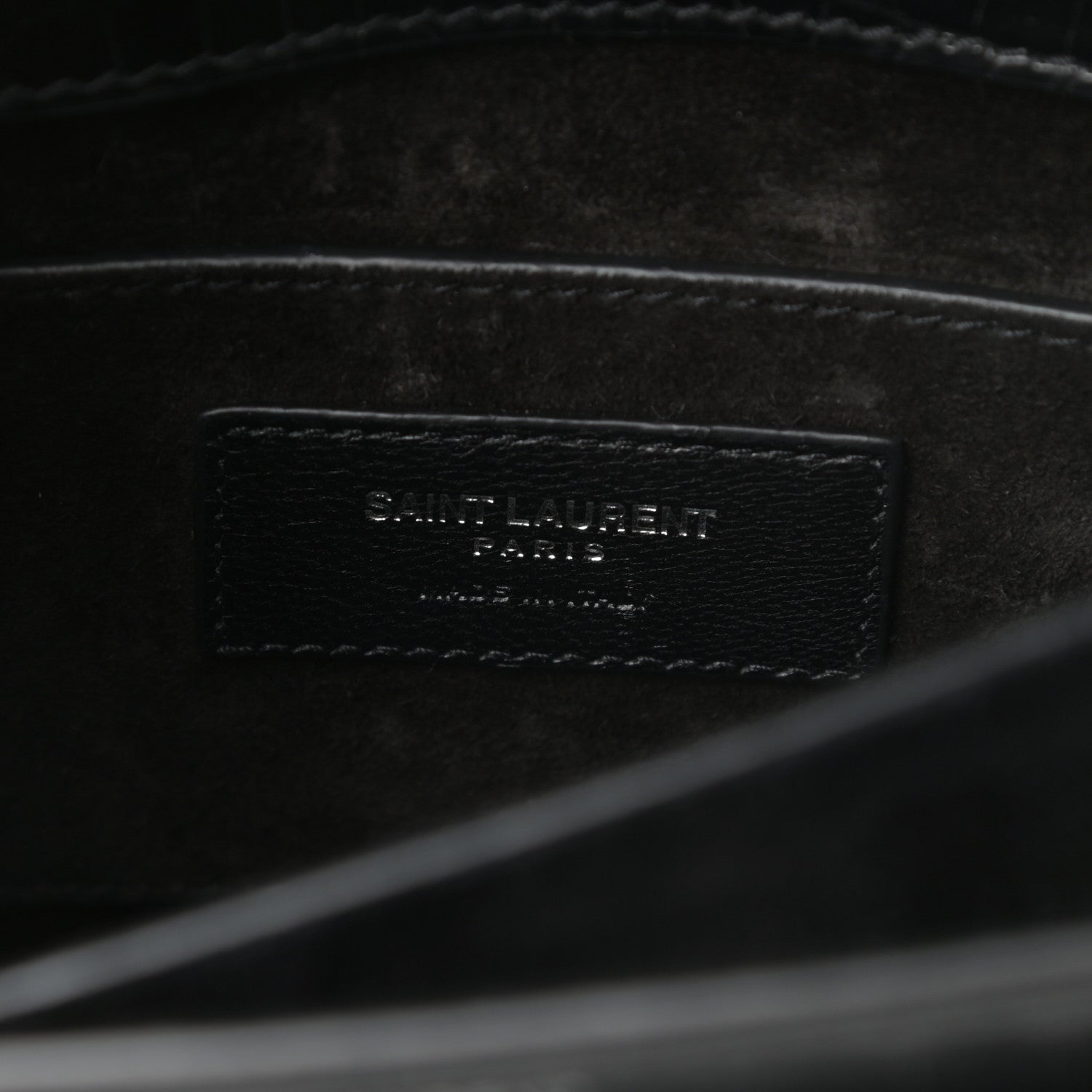 Saint Laurent Calfskin Crocodile Embossed Medium Monogram Sunset Black 6 of 10