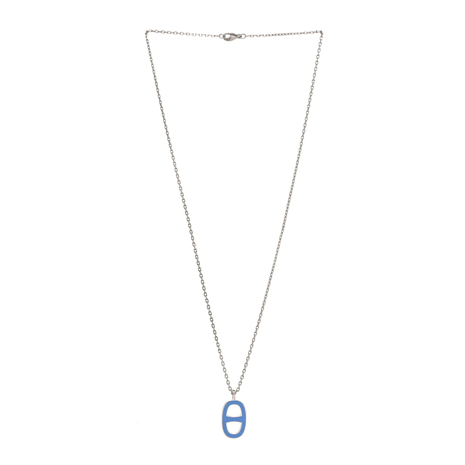 Hermes Laquered Iliade Pendant Necklace Bleu Paradis 3 of 5