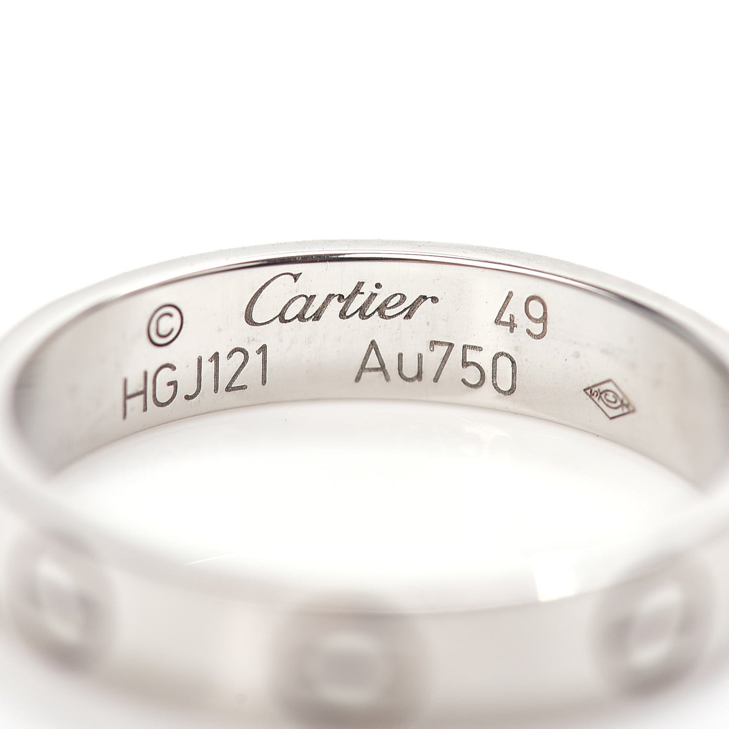 18K White Gold 3.5mm LOVE Wedding Band Ring 49 4.75