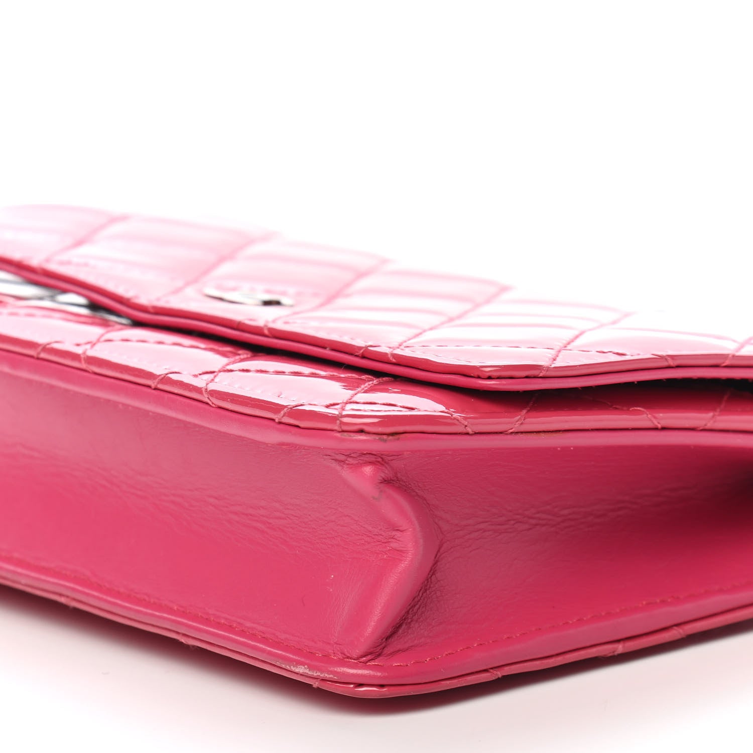 Chanel Patent Quilted Wallet On Chain WOC Fuchsia 10 of 10
