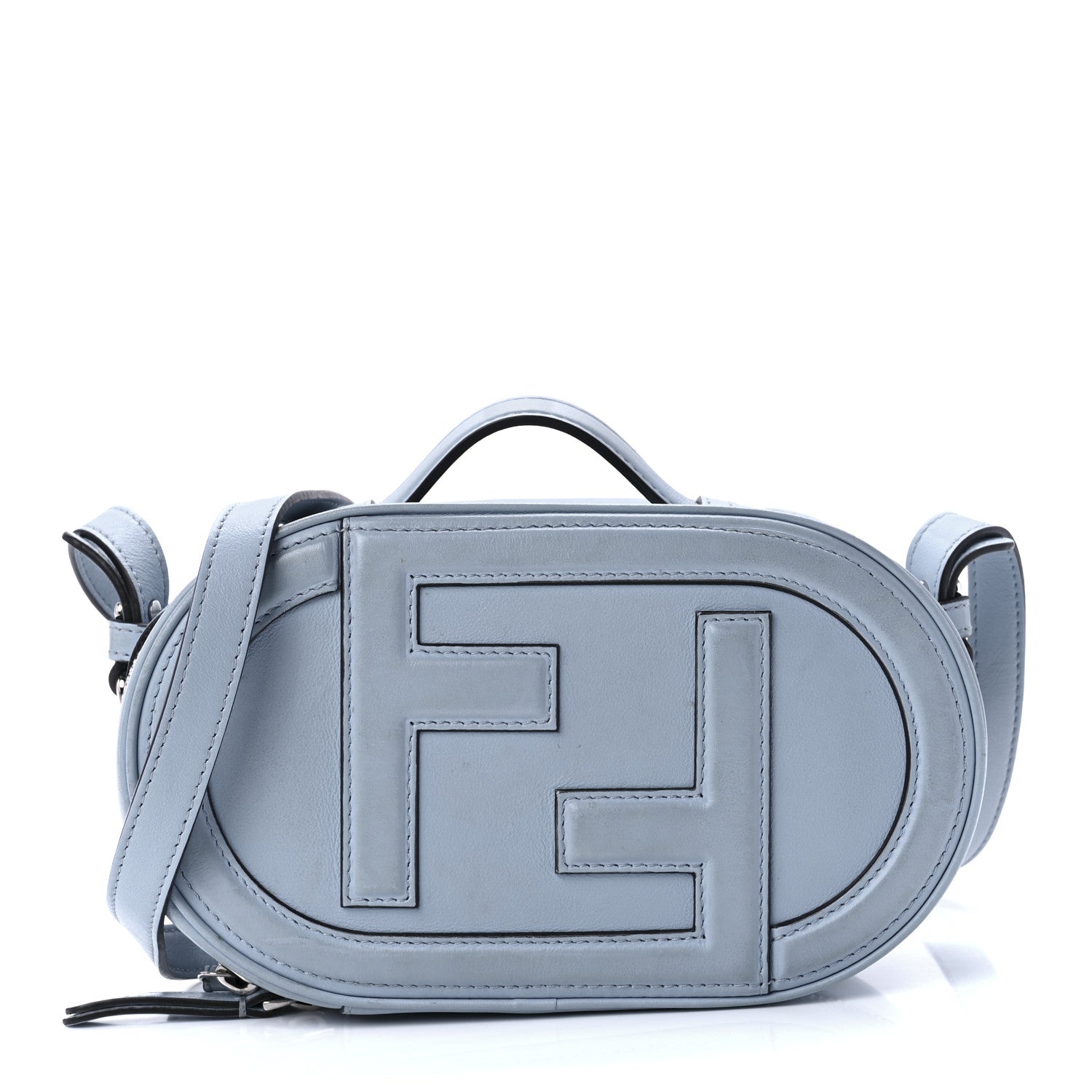 Fendi Vitello Grace Matte O'Lock Mini Camera Case Azzurro Baby 1 of 10