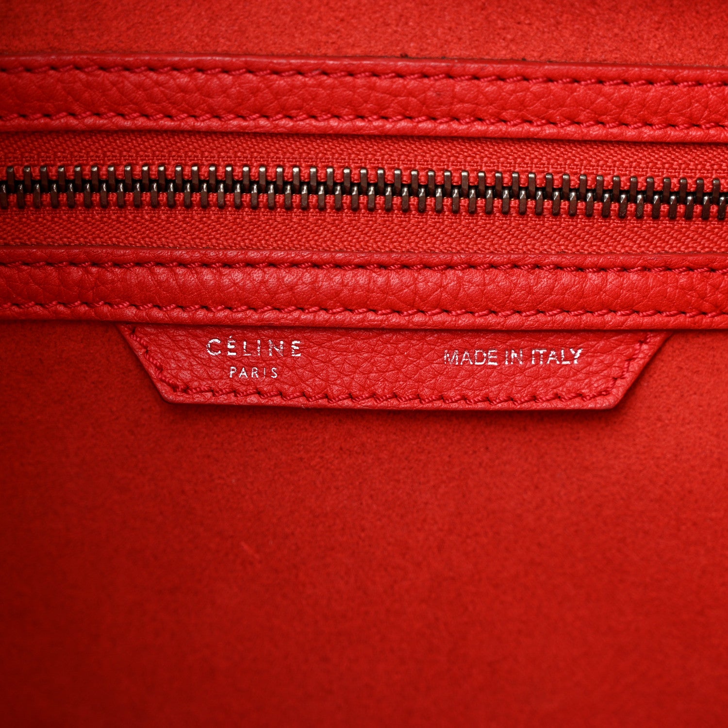 Celine Drummed Calfskin Mini Luggage Coquelicot 6 of 15