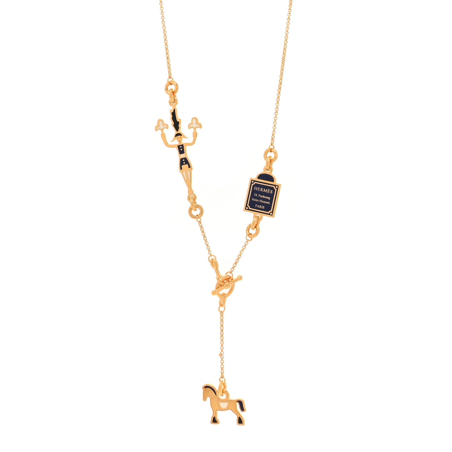Metal Enamel Cheval Grand Parade Necklace Gold