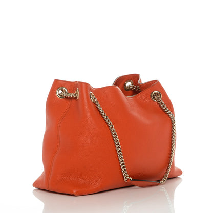 Gucci Pebbled Calfskin Medium Soho Chain Shoulder Bag Sun Orange 3 of 7