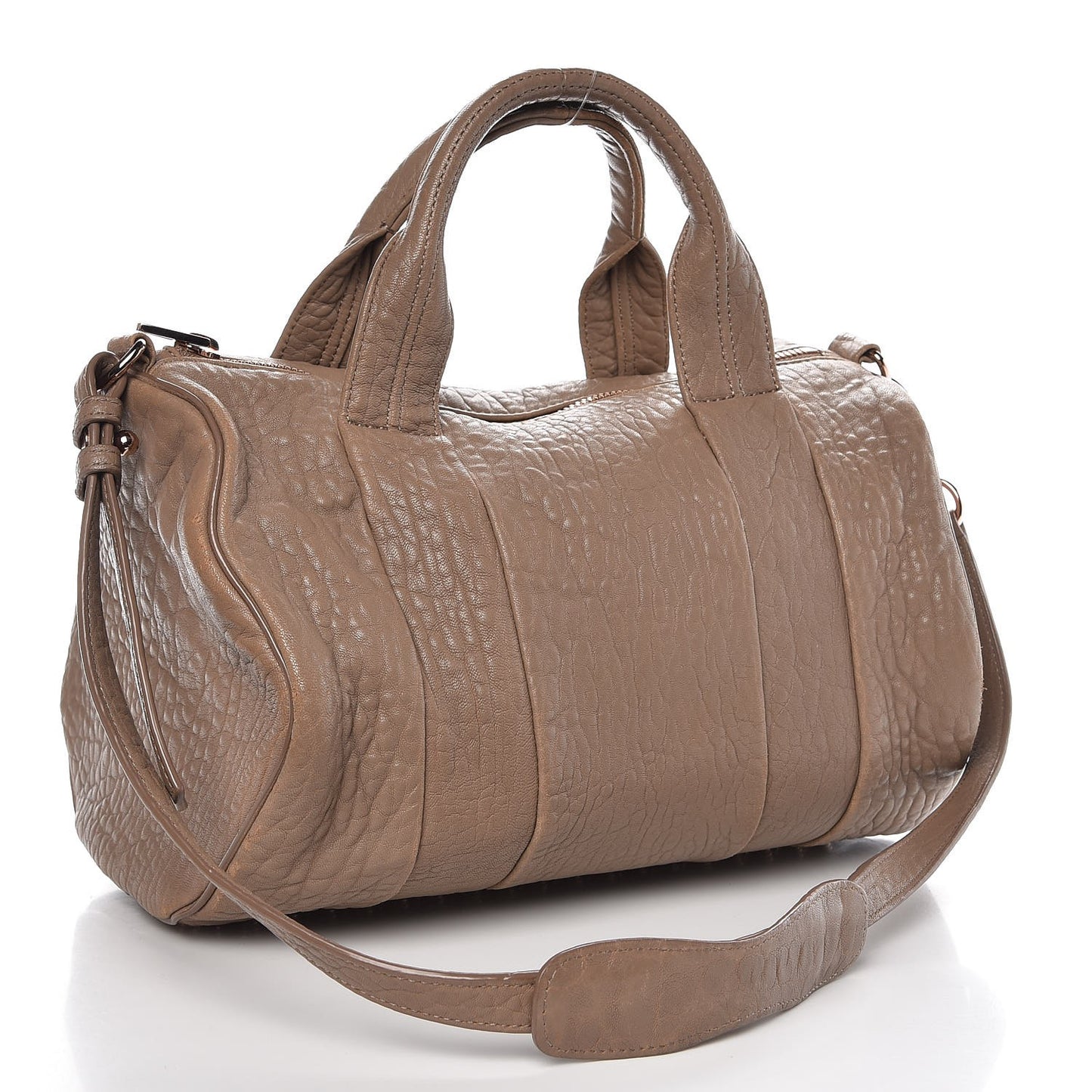 Pebbled Lambskin Rocco Latte Rose Gold Hardware