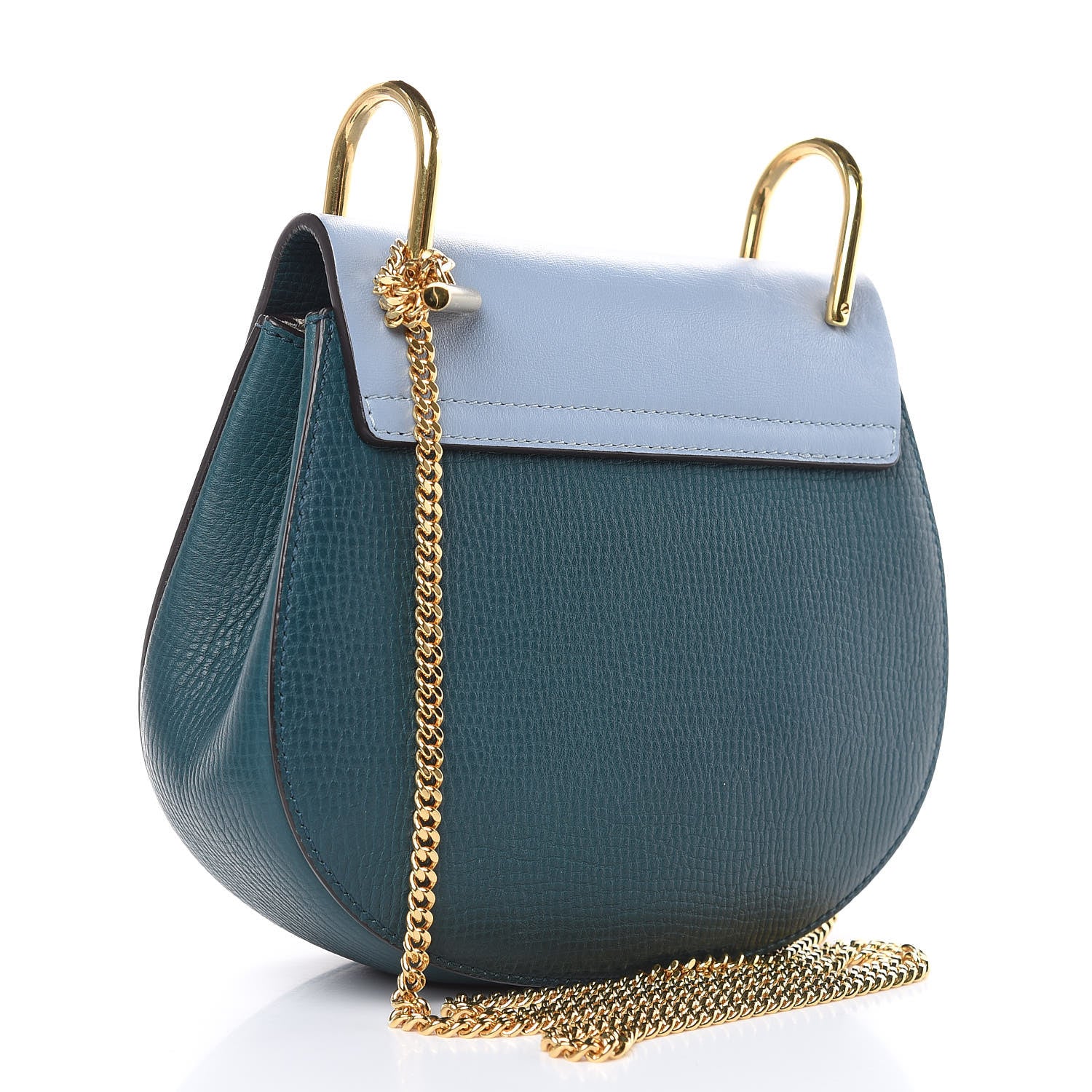 Chloe Grained Calfskin Lambskin Mini Bi-Color Drew Shoulder Bag Cloudy Blue 3 of 12