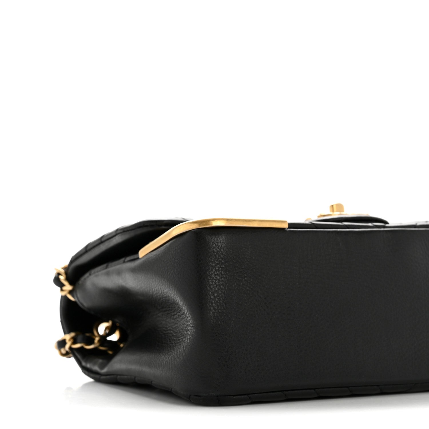 Chanel Calfskin Chevron Quilted Mini Rock The Corner Flap Black 9 of 13