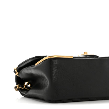 Chanel Calfskin Chevron Quilted Mini Rock The Corner Flap Black 9 of 13