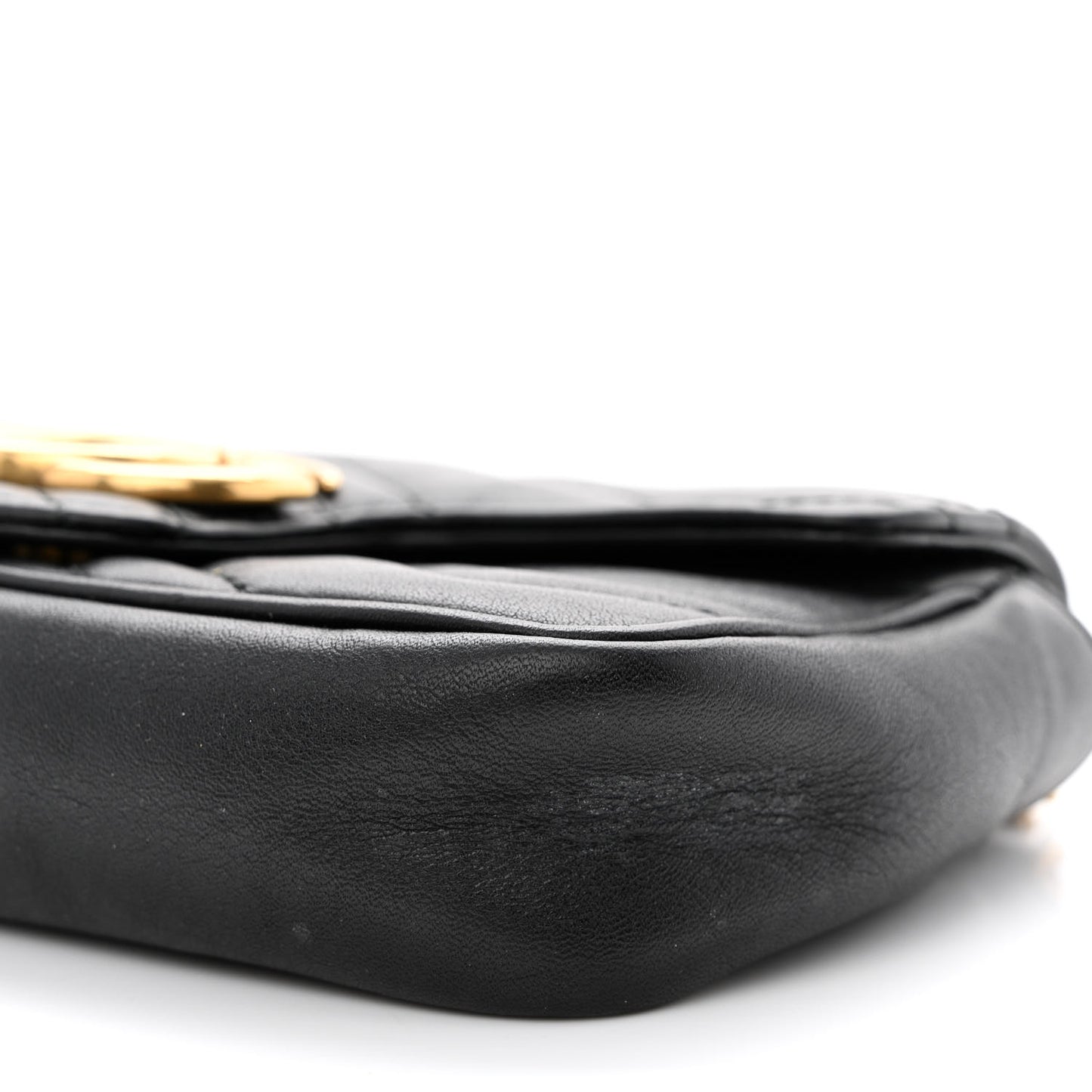 Calfskin Matelasse Super Mini GG Marmont Shoulder Bag Black