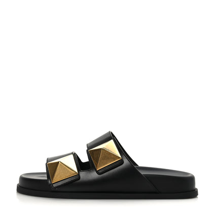 Valentino Garavani Nappa Roman Stud Slide Sandals 40 Black 1 of 8