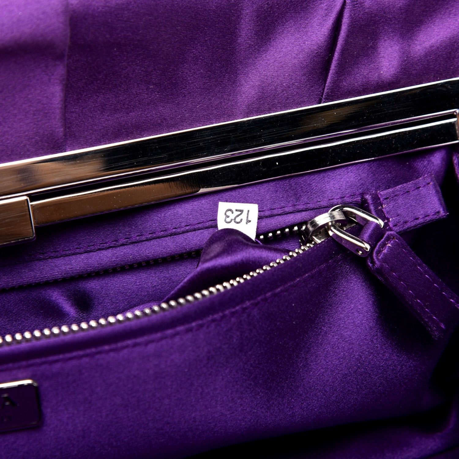 Prada Satin Pochette Clutch Viola 9 of 10