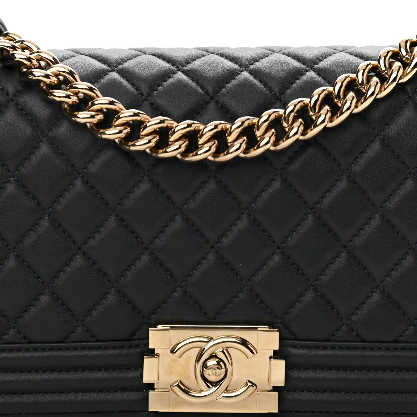 Lambskin Quilted Medium Boy Flap Dark Grey