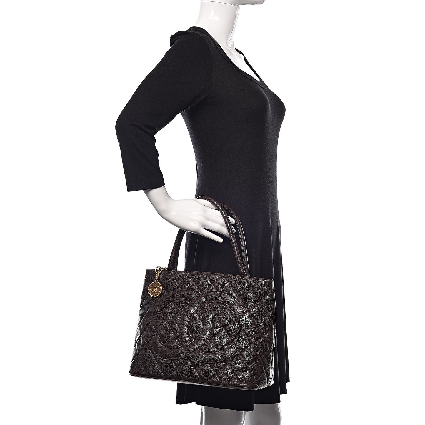 Caviar Quilted Medallion Tote Brown