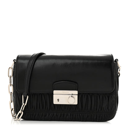 Prada Nappa Gaufre Sound Chain Flap Shoulder Bag Black 1 of 12