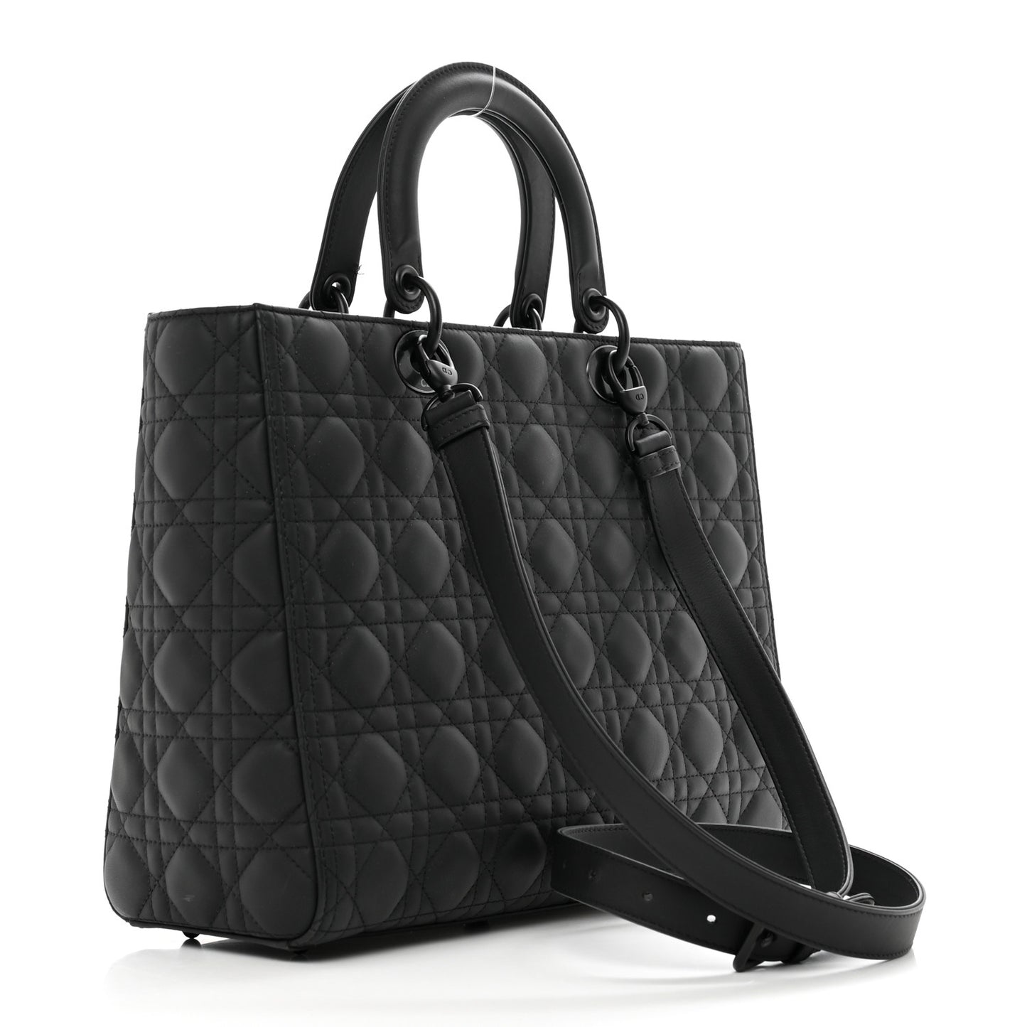 Ultra Matte Calfskin Cannage Large Lady Dior Black
