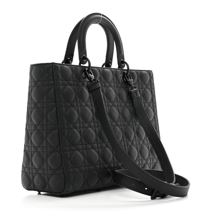 Christian Dior Ultra Matte Calfskin Cannage Large Lady Dior Black 3 of 10