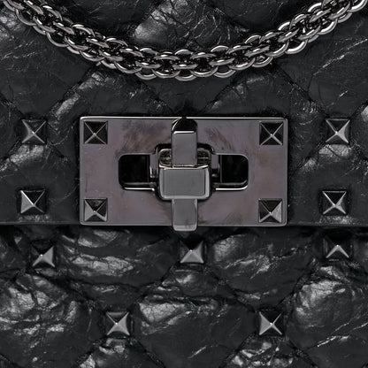 Valentino Garavani Craquele Nappa Medium Rockstud Spike Shoulder Bag Black 7 of 10