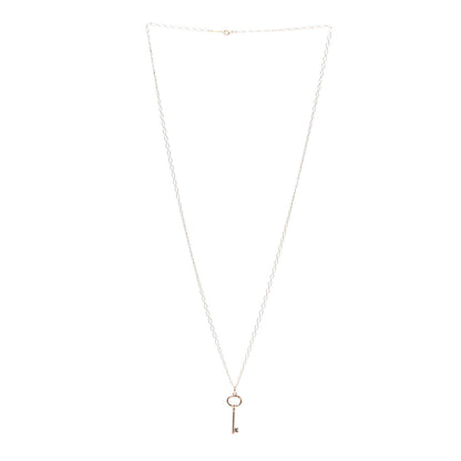 Tiffany 18K Rose Gold Small Oval Key Pendant Link Necklace 3 of 5