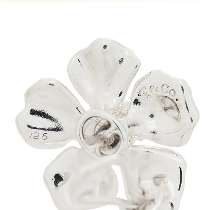 Tiffany Sterling Silver Dogwood Blossom Flower Earrings 4 of 4