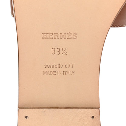 Hermes Box Calfskin Oran Sandals 39.5 Gold 6 of 8