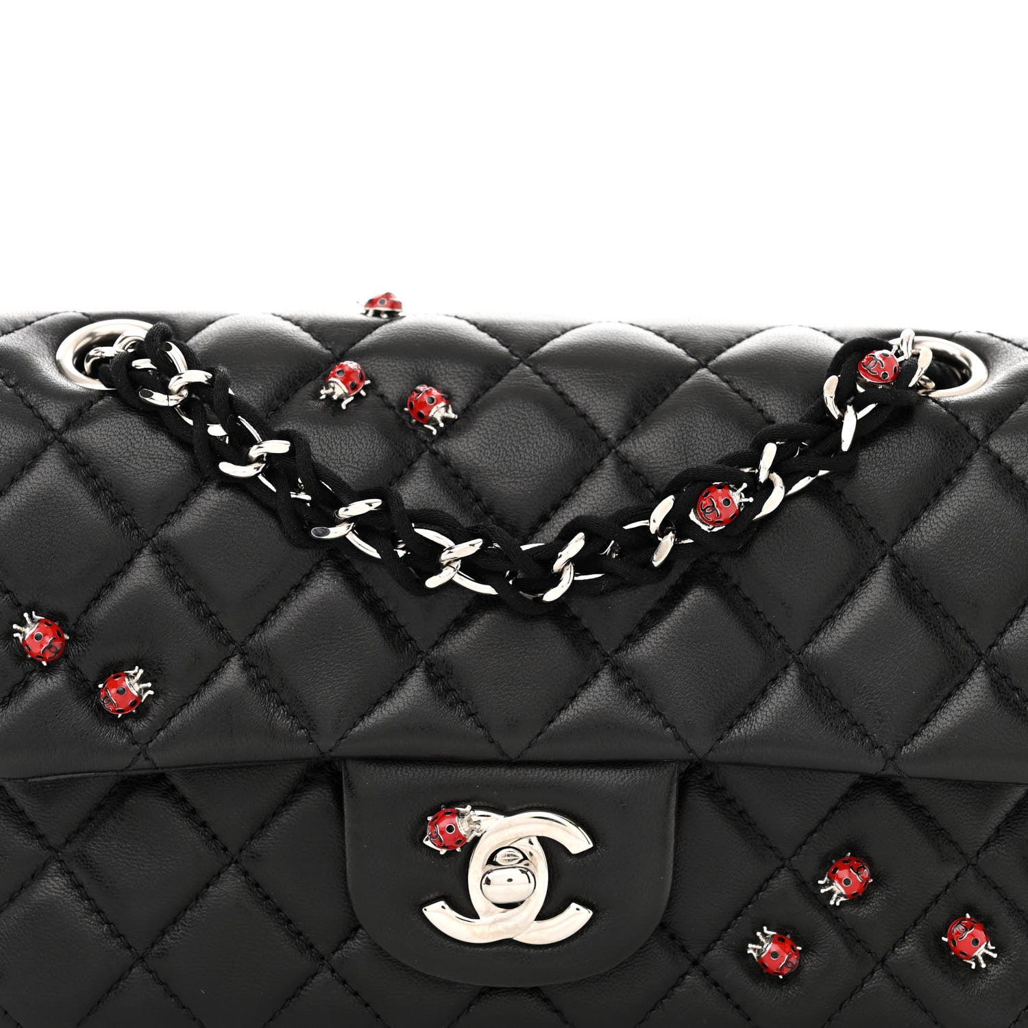 Chanel Lambskin Quilted Embellished Mini Ladybug Rectangular Flap Black 8 of 11