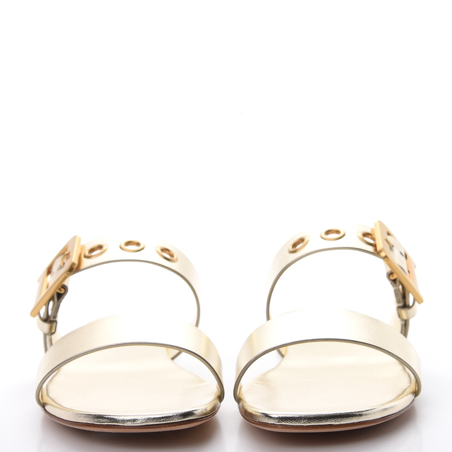 Christian Dior Laminated Calfskin D-Dior Slide Flat Sandals 39.5 Pale Gold 2 of 9