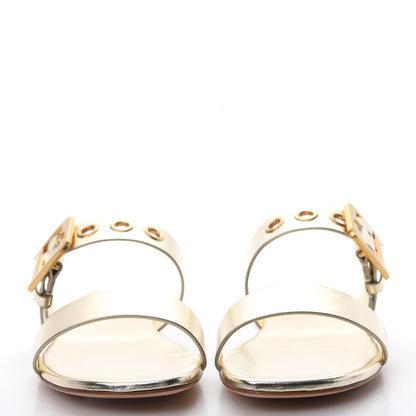 Christian Dior Laminated Calfskin D-Dior Slide Flat Sandals 39.5 Pale Gold 2 of 9