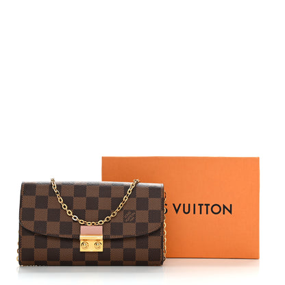 Louis Vuitton Damier Ebene Croisette Chain Wallet Rose Ballerine 12 of 12