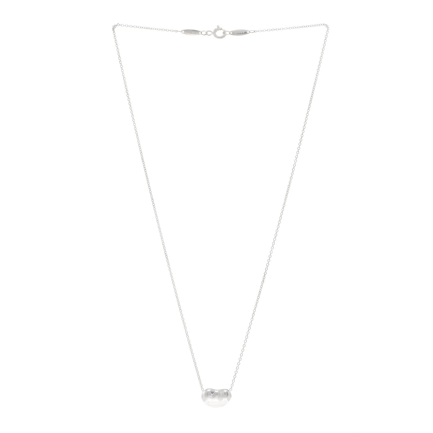 Tiffany Sterling Silver 12mm Elsa Peretti Bean Pendant Necklace 3 of 4