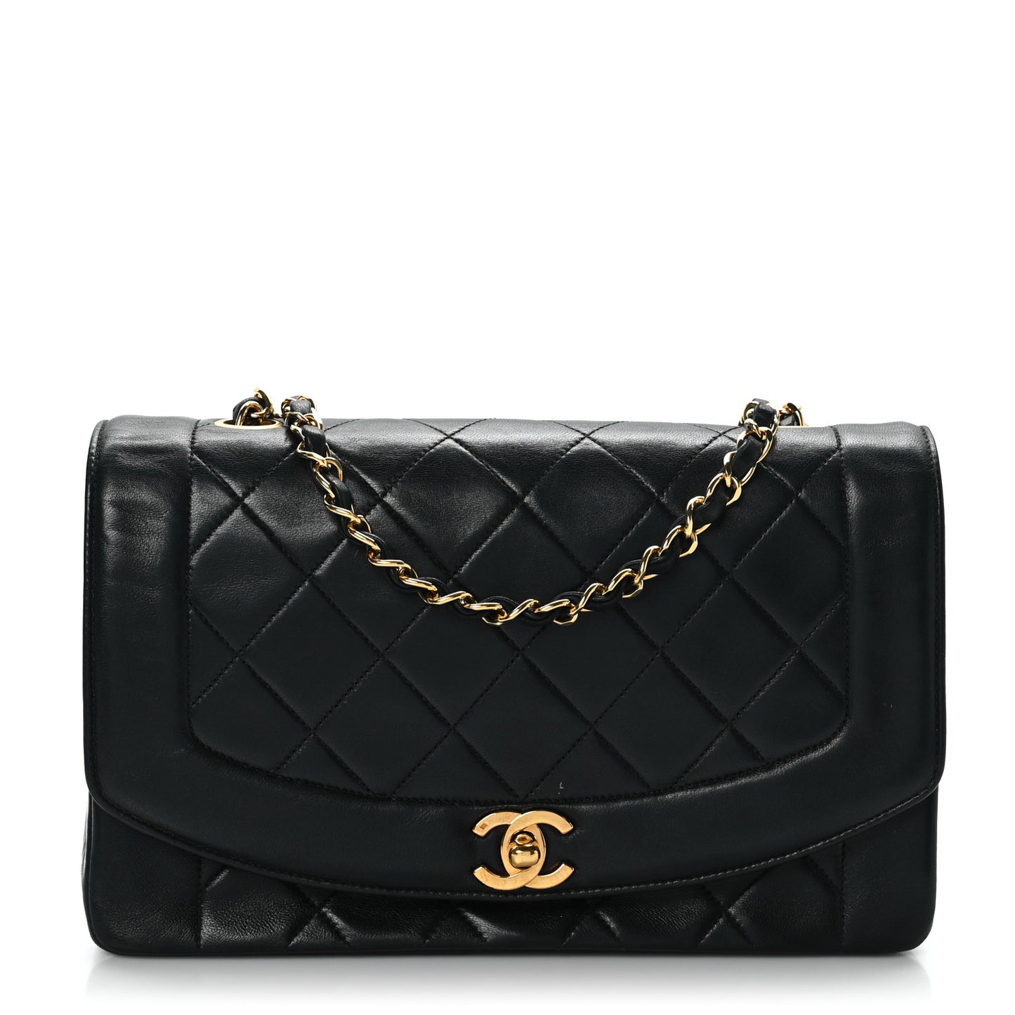 Lambskin Quilted Medium Single Flap Black