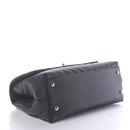 Chanel Caviar Chevron Quilted Small Coco Handle Flap Black 4 of 11