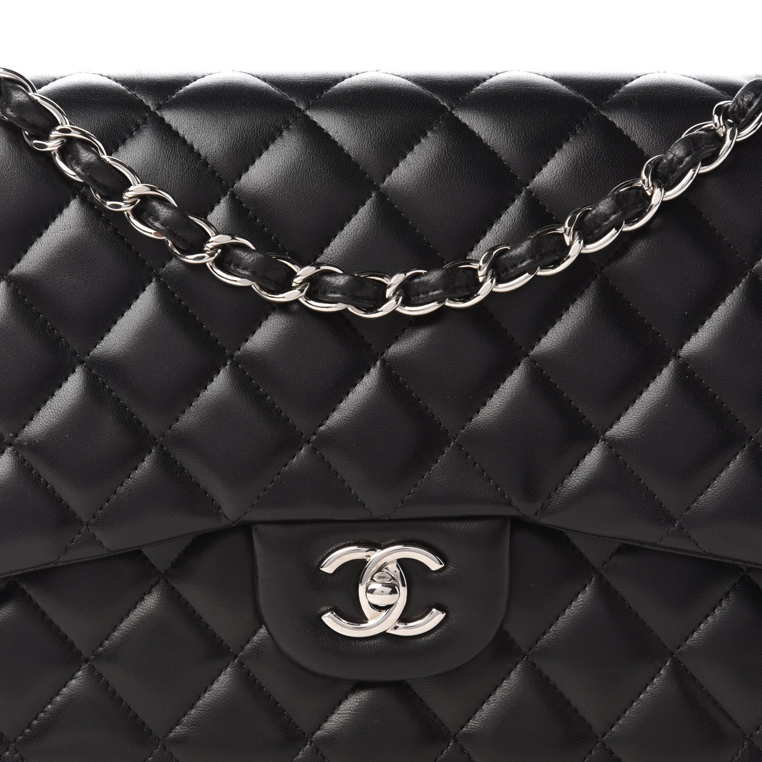 Chanel Lambskin Quilted Jumbo Double Flap Black 10 of 11