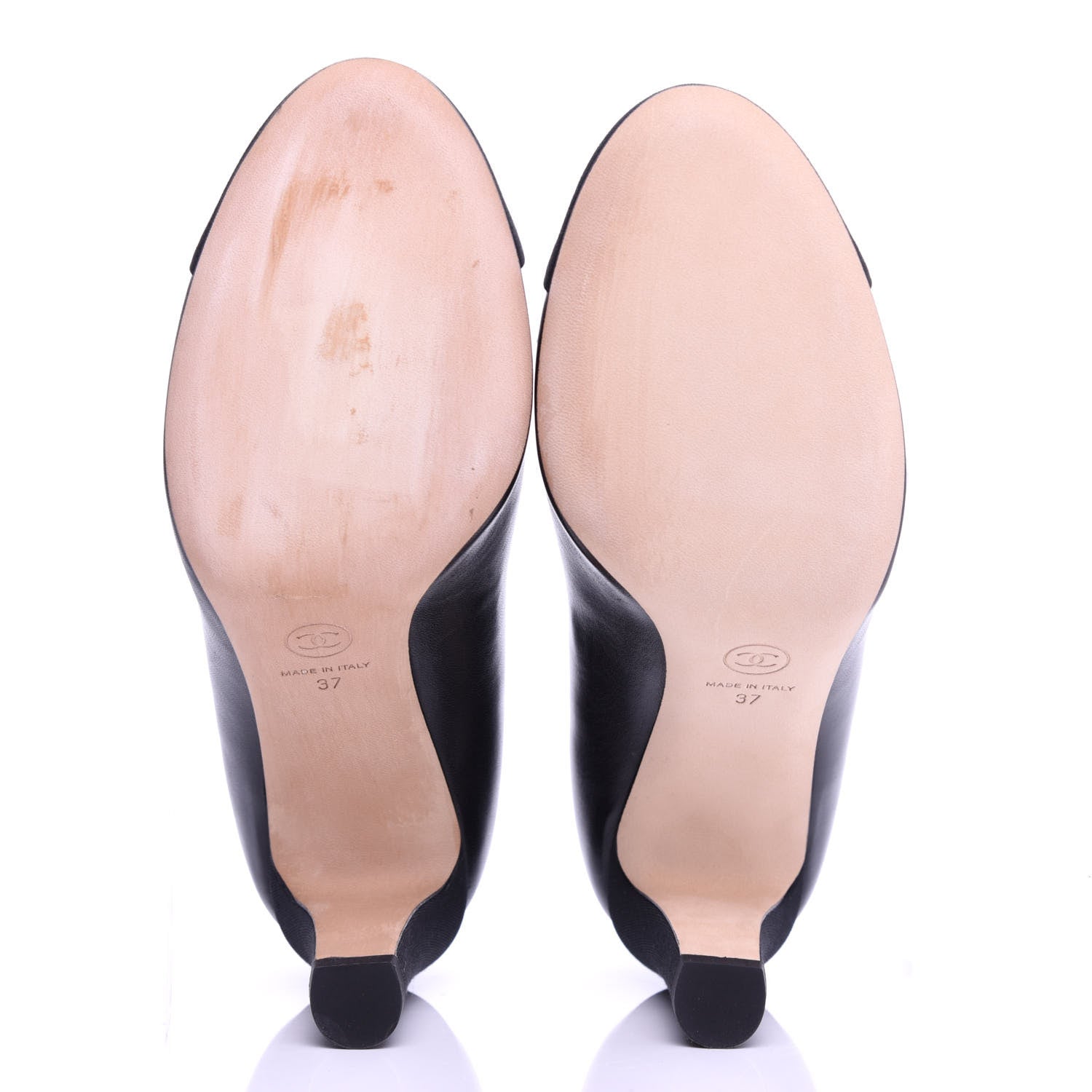 Chanel Lambskin Grosgrain Cap Toe Pearl Pumps 37 Black 6 of 11
