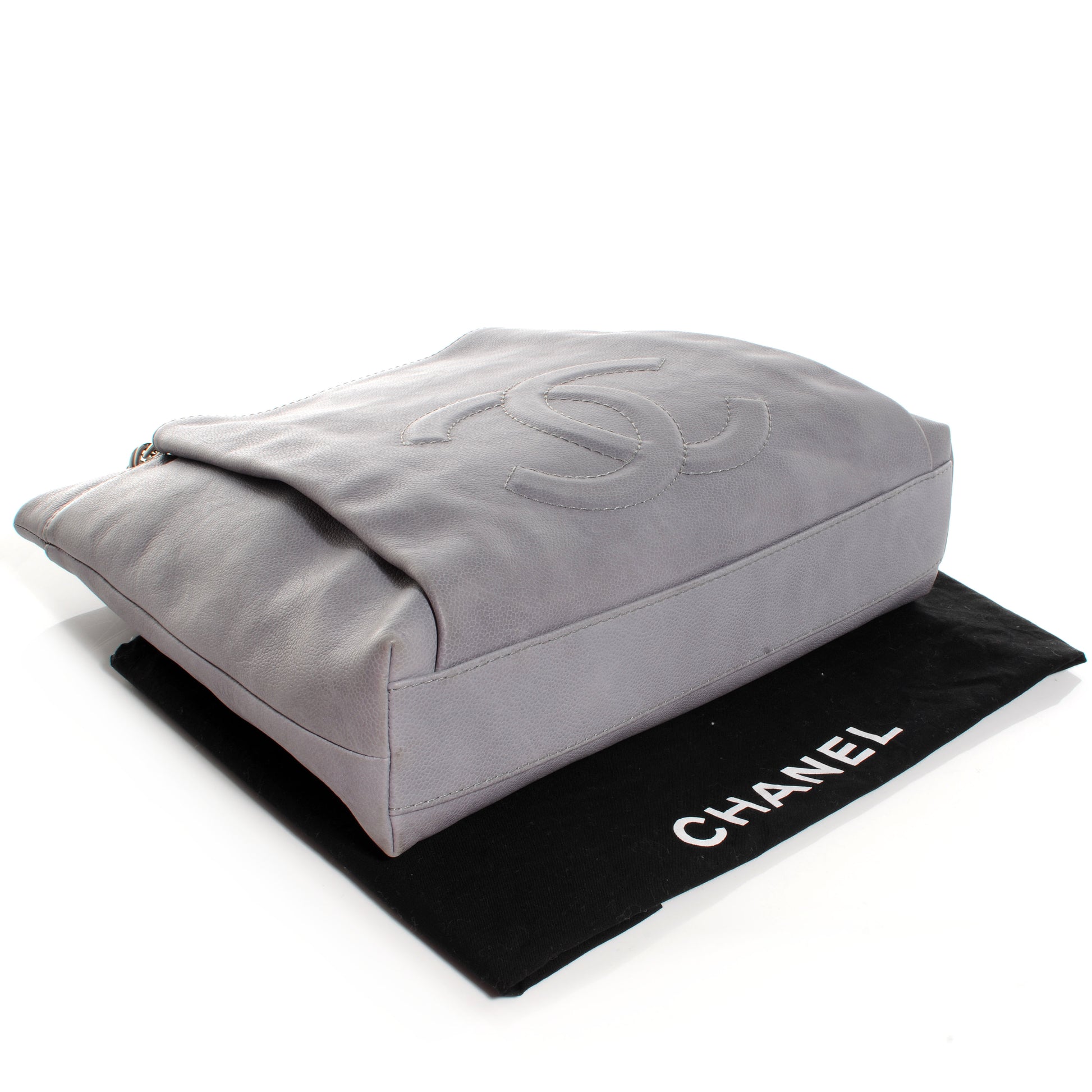 Chanel Caviar Large CC Tuck Tote Grey 4 of 7