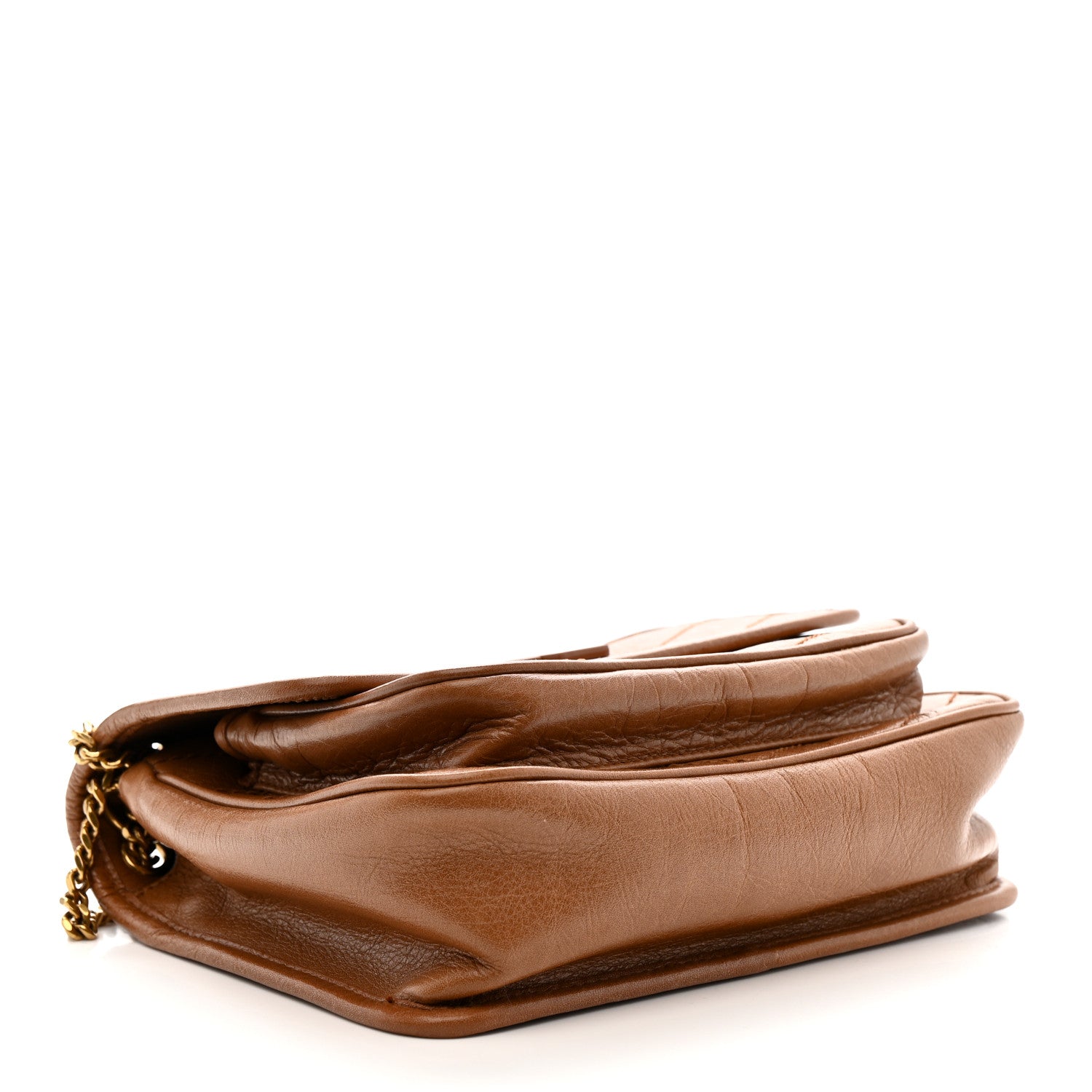 Saint Laurent Crinkled Calfskin Matelasse Monogram Baby Niki Chain Satchel Light Caramel 4 of 10