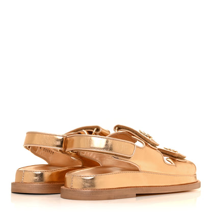 Chanel Metallic Laminated Calfskin Velcro Dad Sandals 40 Golden 4 of 7